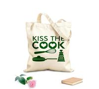 AILOONG Sac de plage en polyester et coton tissu épais de 340g/m² Kiss The Cook Cuisine Restaurant Poêles Outils de cuisine Matière douce pour la peau