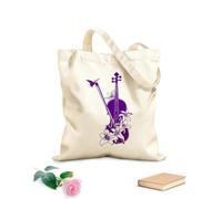 AILOONG Sac de plage en polyester et coton tissu épais de 340g/m² Motif de violon Studio de musique Instrument de musique Violon et fleurs papillon Matière douce pour la peau