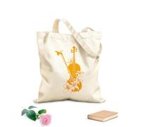 AILOONG Sac de plage en polyester et coton tissu épais de 340g/m² Motif de violon Studio de musique Instrument de musique Violon et fleurs papillon Matière douce pour la peau