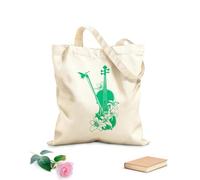 AILOONG Sac de plage en polyester et coton tissu épais de 340g/m² Motif de violon Studio de musique Instrument de musique Violon et fleurs papillon Matière douce pour la peau