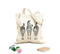 AILOONG Sac de plage en polyester et coton Trio de zèbres Safria Animaux Afrique Jungle Animaux sauvages tissu épais de 12 oz Matière douce pour la peau 35x40cm Grand