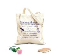 AILOONG Sac en toile 7 affirmations matinales, abordez la journée avec un esprit ouvert, agissez avec amour, mes actions reflètent mes paroles tissu épais de 340g/m² Slogan personnalisable