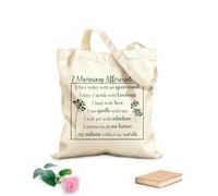 AILOONG Sac en toile 7 affirmations matinales, abordez la journée avec un esprit ouvert, agissez avec amour, mes actions reflètent mes paroles tissu épais de 340g/m² Slogan personnalisable