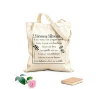 AILOONG Sac en toile 7 affirmations matinales, abordez la journée avec un esprit ouvert, agissez avec amour, mes actions reflètent mes paroles tissu épais de 340g/m² Slogan personnalisable