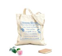 AILOONG Sac en toile 7 affirmations matinales, abordez la journée avec un esprit ouvert, agissez avec amour, mes actions reflètent mes paroles tissu épais de 340g/m² Slogan personnalisable