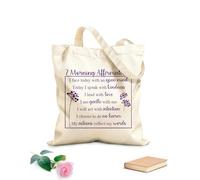 AILOONG Sac en toile 7 affirmations matinales, abordez la journée avec un esprit ouvert, agissez avec amour, mes actions reflètent mes paroles tissu épais de 340g/m² Slogan personnalisable