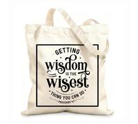 AILOONG Sac en toile à fond renforcé Acquérir la sagesse est la chose la plus sage que vous puissiez faire (verset biblique) tissu épais de 12 oz Utilise comme sac cadeau 31x36cm Moyen
