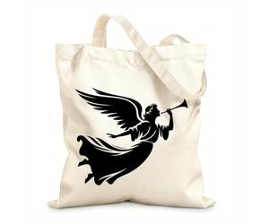 AILOONG Sac en toile à fond renforcé Ange volant avec trompette symbolisant les événements de l'épiphanie et les festivités chrétiennes tissu épais de 12 oz Utilise comme sac cadeau 31x36cm Moyen