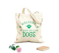 AILOONG Sac en toile à fond renforcé Bienvenue chez nous ! Nous espérons que vous aimez les chiens. tissu épais de 340g/m² Utilise comme sac cadeau