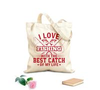 AILOONG Sac en toile à fond renforcé échantillons de pêche avec un poisson et une pêche tissu épais de 340g/m² Utilise comme sac cadeau