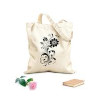 AILOONG Sac en toile à fond renforcé gracieux traits floraux rendus à la main, icône dynamique, accents floraux, élément de design tissu épais de 12 oz Utilise comme sac cadeau 25x30cm Petit