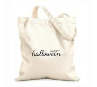 AILOONG Sac en toile à fond renforcé Inscription calligraphique « Joyeux Halloween » aux lignes douces tissu épais de 12 oz Utilise comme sac cadeau 25x30cm Petit