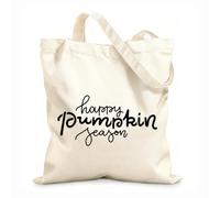 AILOONG Sac en toile à fond renforcé Inscription « Joyeuse saison des citrouilles » dessinée à la main, design parfait tissu épais de 12 oz Utilise comme sac cadeau 31x36cm Moyen