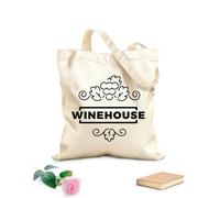 AILOONG Sac en toile à fond renforcé logo de maison de vin, emblème de ferme viticole, étiquette de vignoble tissu épais de 12 oz Utilise comme sac cadeau 25x30cm Petit