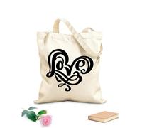 AILOONG Sac en toile à fond renforcé Logo manuscrit découpé au laser avec amour et cœur, citation romantique pour la Saint-Valentin tissu épais de 12 oz Utilise comme sac cadeau 35x40cm Grand