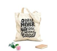 AILOONG Sac en toile à fond renforcé Si vous n'essayez jamais, vous ne saurez jamais. tissu épais de 12 oz Utilise comme sac cadeau 31x36cm Moyen