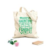 AILOONG Sac en toile à fond renforcé Typographie d'Halloween, joyeuse hantise et bonne frayeur à tous tissu épais de 340g/m² Utilise comme sac cadeau