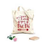 AILOONG Sac en toile à fond renforcé typographie « On t’aime maman » tissu épais de 340g/m² Utilise comme sac cadeau
