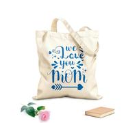 AILOONG Sac en toile à fond renforcé typographie « On t’aime maman » tissu épais de 340g/m² Utilise comme sac cadeau