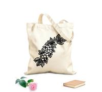 AILOONG Sac en toile à fond renforcé vignes et raisins dessinés à la main, feuilles de vigne et grappes de raisin tissu épais de 12 oz Utilise comme sac cadeau 25x30cm Petit