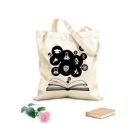 AILOONG Sac en toile Sciences de l'éducation Étude à livre ouvert École Salle de classe tissu épais de 12 oz Sac à dessin 25x30cm Petit