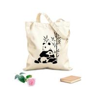 AILOONG Sac en toile tissu épais de 12 oz Les pandas chinois d'Asie, animaux de la famille Sac à dessin 25x30cm Petit