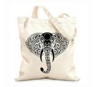 AILOONG Sac en toile tissu épais de 12 oz Ornement floral en forme de tête d'éléphant et de trompe Sac à dessin 31x36cm Moyen