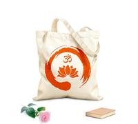 AILOONG Sacs à main en polyester et coton Fleur de lotus à l'intérieur du symbole zen Om du bouddhisme tissu épais de 340g/m² Utilise comme trousse de maquillage