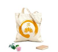 AILOONG Sacs à main en polyester et coton Fleur de lotus à l'intérieur du symbole zen Om du bouddhisme tissu épais de 340g/m² Utilise comme trousse de maquillage