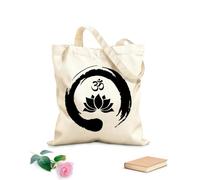 AILOONG Sacs à main en polyester et coton Fleur de lotus à l'intérieur du symbole zen Om du bouddhisme tissu épais de 12 oz Utilise comme trousse de maquillage 31x36cm Moyen