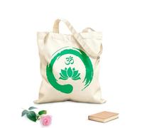 AILOONG Sacs à main en polyester et coton Fleur de lotus à l'intérieur du symbole zen Om du bouddhisme tissu épais de 340g/m² Utilise comme trousse de maquillage