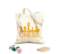 AILOONG Sacs à main en polyester et coton Logo et blanc d'une pièce d'échecs, jeu intellectuel tissu épais de 340g/m² Utilise comme trousse de maquillage