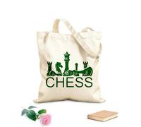 AILOONG Sacs à main en polyester et coton Logo et blanc d'une pièce d'échecs, jeu intellectuel tissu épais de 340g/m² Utilise comme trousse de maquillage