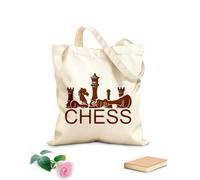 AILOONG Sacs à main en polyester et coton Logo et blanc d'une pièce d'échecs, jeu intellectuel tissu épais de 340g/m² Utilise comme trousse de maquillage