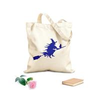 AILOONG Sacs à main en polyester et coton Sorcière volant avec un chat Halloween tissu épais de 340g/m² Utilise comme trousse de maquillage