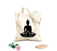 AILOONG Sacs à main en polyester et coton tissu épais de 12 oz Studio de yoga de la posture du lotus et de la fleur de Bouddha, méditation par mantra Utilise comme trousse de maquillage 31x36cm Moyen