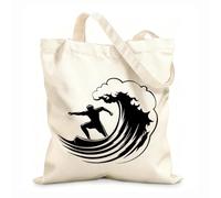 AILOONG Sacs à main en polyester et coton tissu épais de 12 oz Surfeur sur vague, sport extrême Utilise comme trousse de maquillage 25x30cm Petit