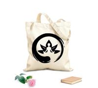 AILOONG Sacs à main en polyester et coton tissu épais de 12 oz Symbole du cercle Enso, méditation de yoga, fleur de lotus Utilise comme trousse de maquillage 25x30cm Petit