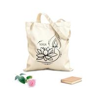 AILOONG Sacs à main en polyester et coton tissu épais de 12 oz Yoga de la fleur de lotus, méditation, bouddhisme Utilise comme trousse de maquillage 25x30cm Petit