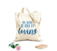 AILOONG Sacs bandoulière en toile de coton On apprend à aimer en aimant les citations inspirantes tissu épais de 340g/m² Utilise comme sac à outils