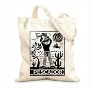 AILOONG Sacs bandoulière en toile de coton Pêcheur avec du poisson Cordel du nord-est brésilien tissu épais de 12 oz Utilise comme sac à outils 25x30cm Petit