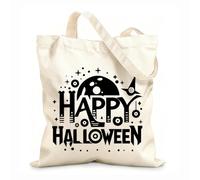 AILOONG Sacs bandoulière en toile de coton Texte Joyeux Halloween tissu épais de 12 oz Utilise comme sac à outils 25x30cm Petit