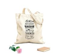 AILOONG Sacs de courses en polyester et coton Calligraphie avec verset biblique : Le Seigneur est mon… tissu épais de 12 oz Réutilisable 35x40cm Grand