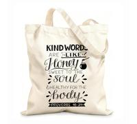 AILOONG Sacs de courses en polyester et coton Calligraphie avec versets bibliques et paroles bienveillantes tissu épais de 12 oz Réutilisable 35x40cm Grand