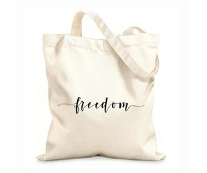 AILOONG Sacs de courses en polyester et coton Calligraphie de la liberté, inspiration en un mot tissu épais de 12 oz Réutilisable 25x30cm Petit