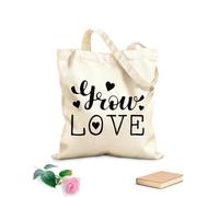 AILOONG Sacs de courses en polyester et coton Calligraphie dessinée à la main « Cultiver l'amour » tissu épais de 12 oz Réutilisable 25x30cm Petit