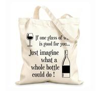 AILOONG Sacs de courses en polyester et coton Citations et proverbes humoristiques sur le vin : les 100 meilleurs pour vos créations graphiques tissu épais de 12 oz Réutilisable 31x36cm Moyen