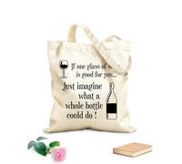 AILOONG Sacs de courses en polyester et coton Citations et proverbes humoristiques sur le vin : les 100 meilleurs pour vos créations graphiques tissu épais de 12 oz Réutilisable 25x30cm Petit