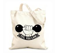 AILOONG Sacs de courses en polyester et coton Citations inspirantes de motivation pour la salle de sport : « Oui, tu peux ! » tissu épais de 12 oz Réutilisable 31x36cm Moyen