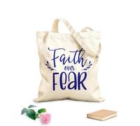 AILOONG Sacs de courses en polyester et coton Citations inspirantes sur la foi plutôt que la peur tissu épais de 340g/m² Réutilisable